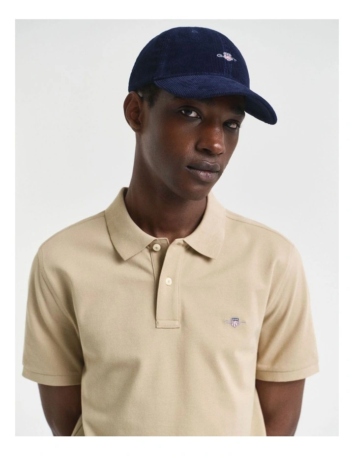 Regular Fit Shield Piqu Polo Shirt in Woody Beige image 3