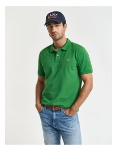 Regular Fit Shield Piqu Polo Shirt in Grass Green