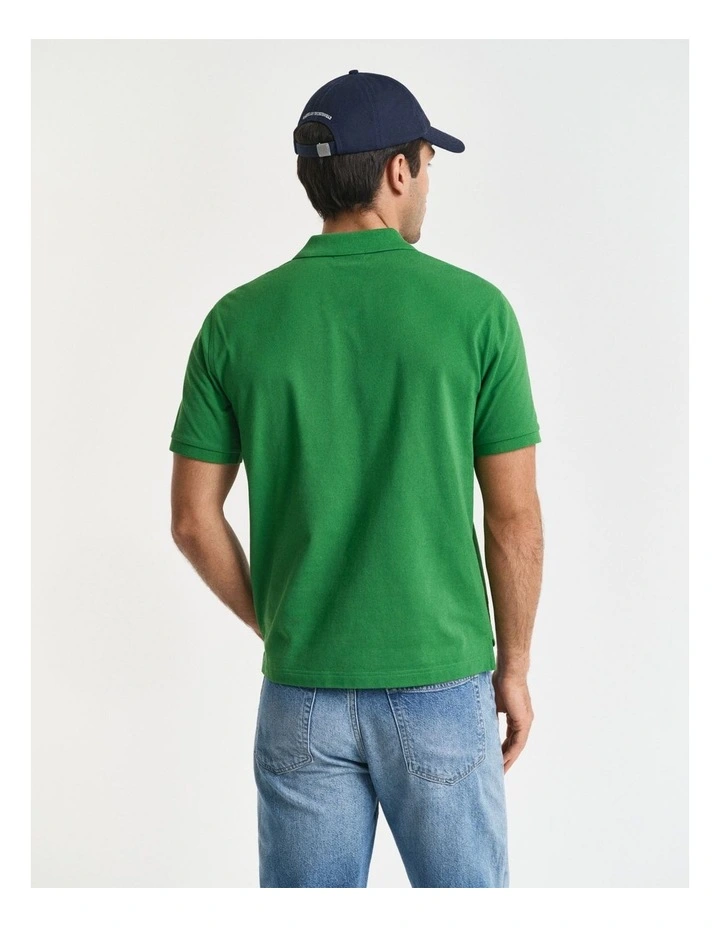 Regular Fit Shield Piqu Polo Shirt in Grass Green image 2