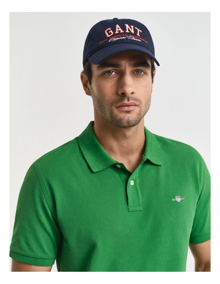 Regular Fit Shield Piqu Polo Shirt in Grass Green image 3