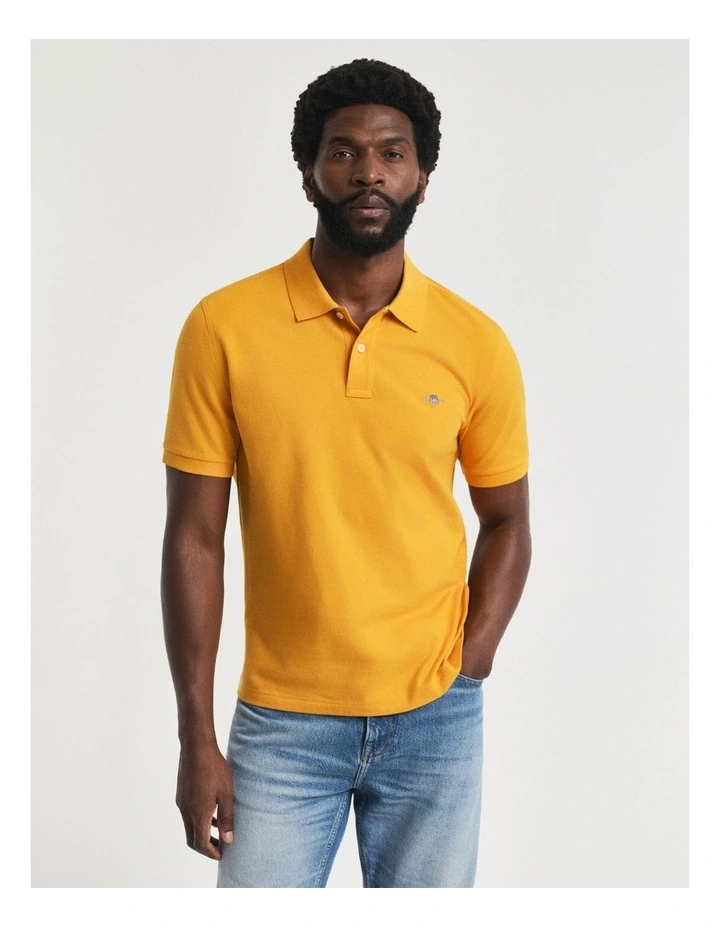 Regular Fit Shield Piqu Polo Shirt in Yellow Lichen image 1