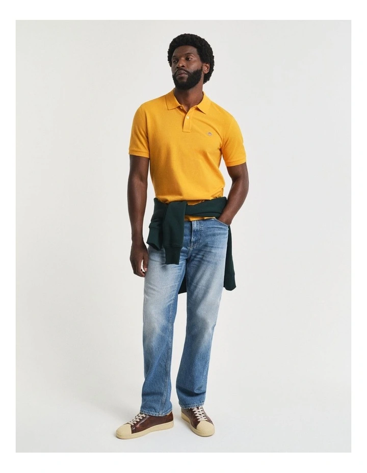 Regular Fit Shield Piqu Polo Shirt in Yellow Lichen image 4