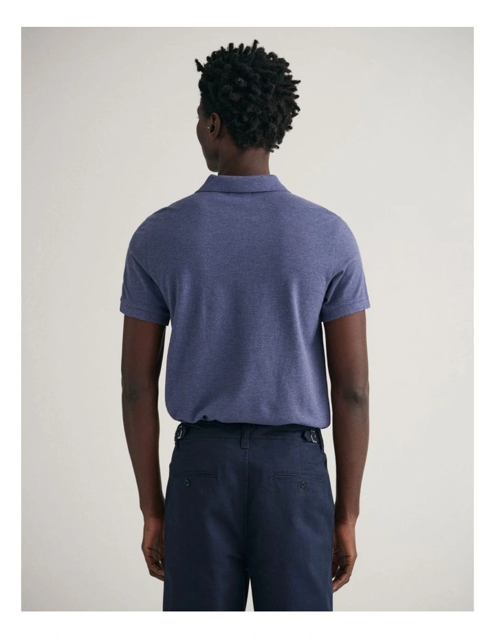 Slim Fit Shield Piqu Polo Shirt in Dark Jeansblue Melange image 2