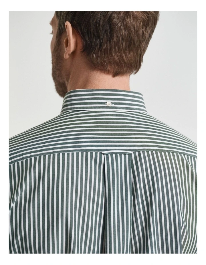 Regular Fit Classic Striped Poplin Shirt in Forest Green image 4
