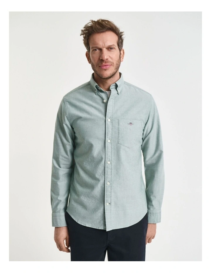 Regular Fit Classic Oxford Shirt in Forest Green image 3