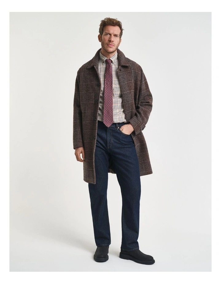 Regular Fit Tattersall Checked Twill Shirt in Mahogany Brown image 4