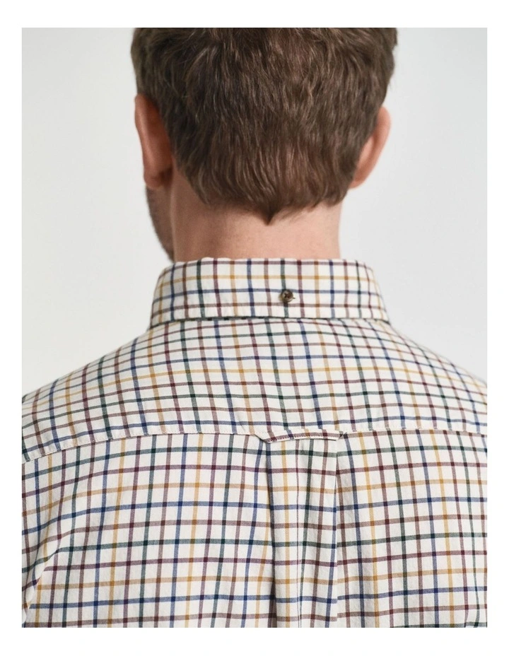 Regular Fit Tattersall Checked Twill Shirt in Mahogany Brown image 5