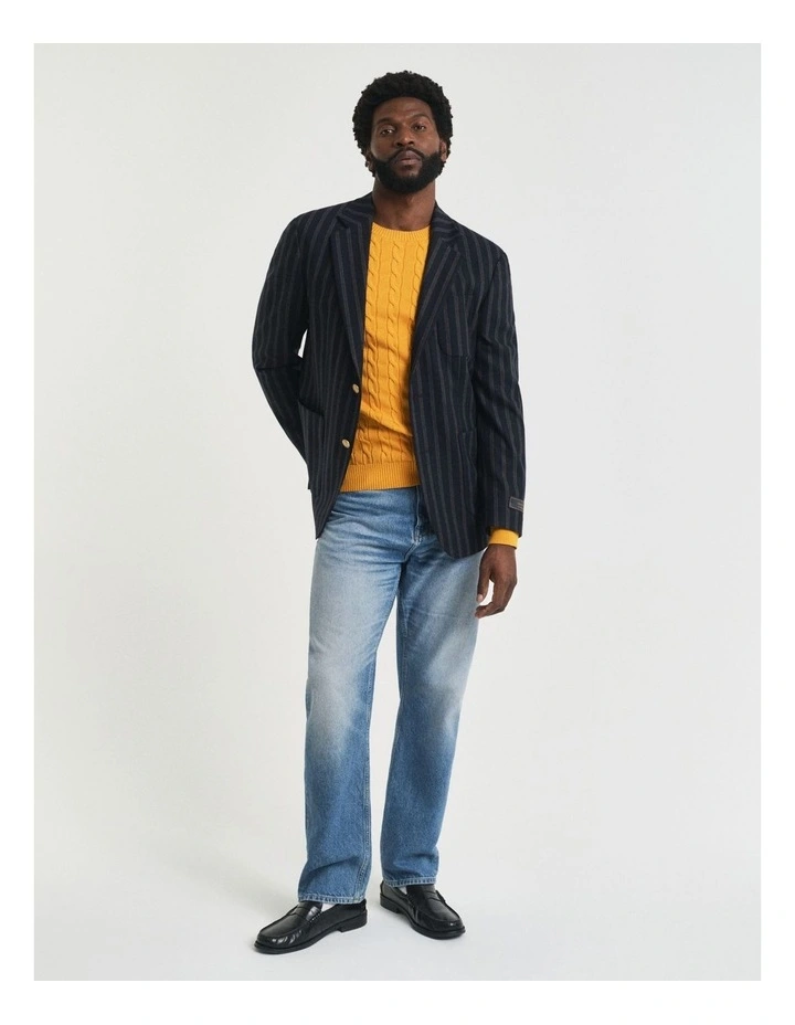 Cotton Cable Crew Neck Knit in Yellow Lichen image 3