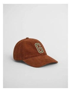 G Badge Corduroy Cap in Rusty Brown
