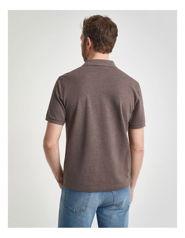 Regular Fit Shield Piqu Polo Shirt in Seawood Melange image 2