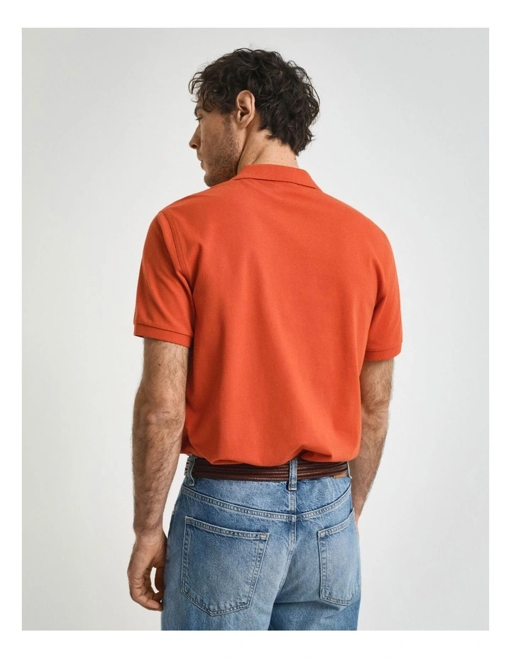Regular Fit Shield Piqu Polo Shirt in Deep Orange image 2