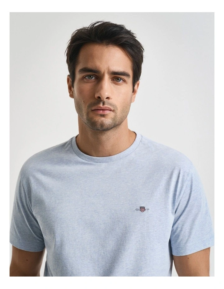 Regular Fit Shield T-Shirt in Ice Blue Melange image 4