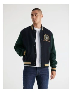 Wool Mix Varsity Jacket 7006549 in Evening Blue