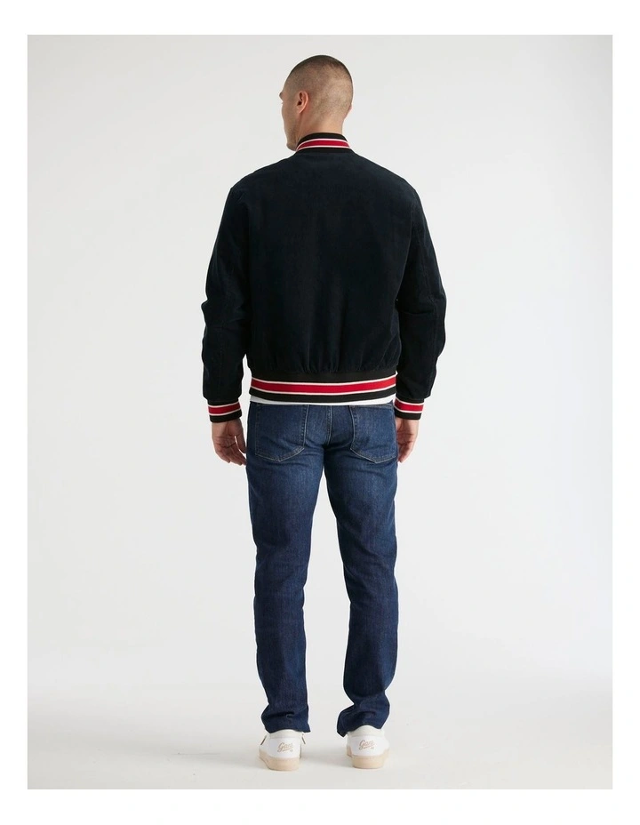 Corduroy Varsity Jacket in Black image 3
