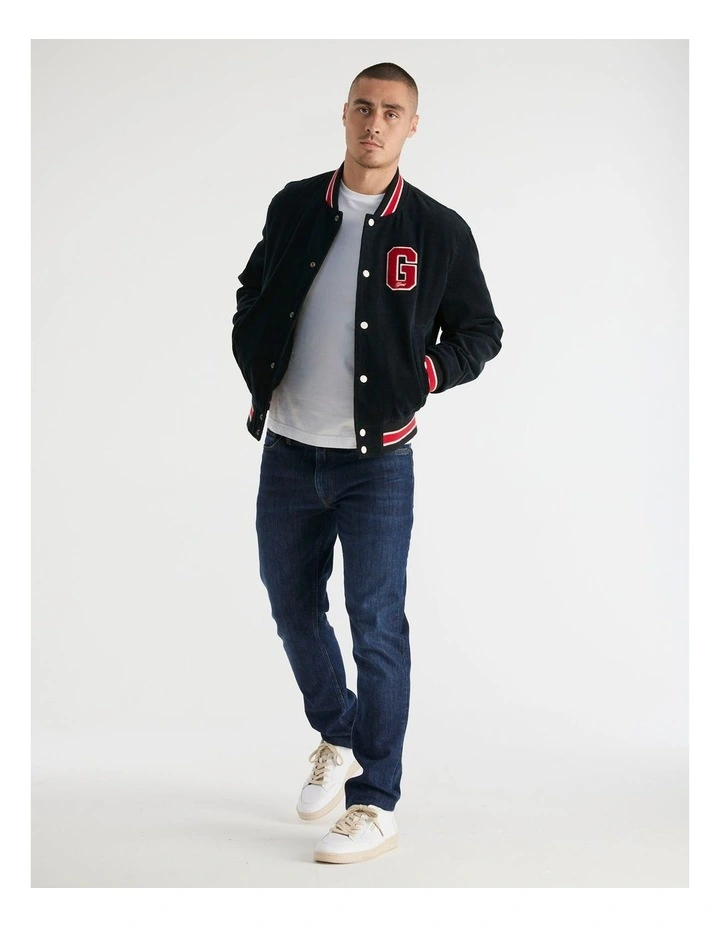 Corduroy Varsity Jacket in Black image 5