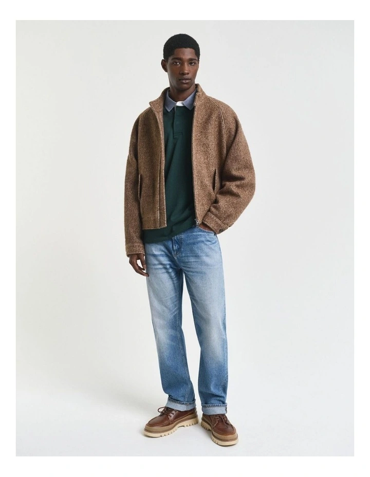 Chambray Collar Heavy Rugger Shirt in Tartan Green image 4