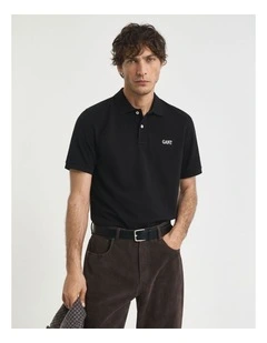 Small Graphic Short Sleeve Polo in Black
