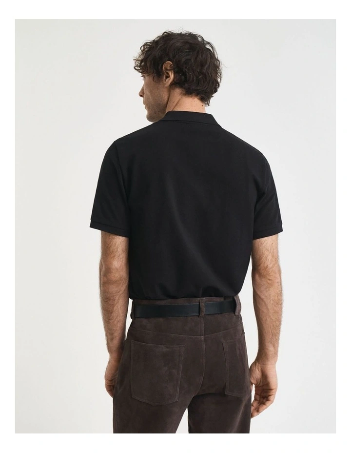 Small Graphic Short Sleeve Polo in Black image 2