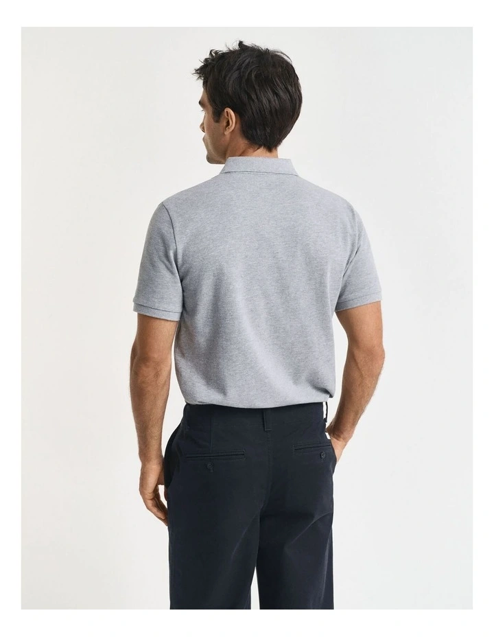 Small Graphic Short Sleeve Polo in Grey Melange image 2