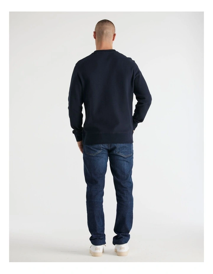 Textured Herringbone Rib Crew Neck in Evening Blue image 2