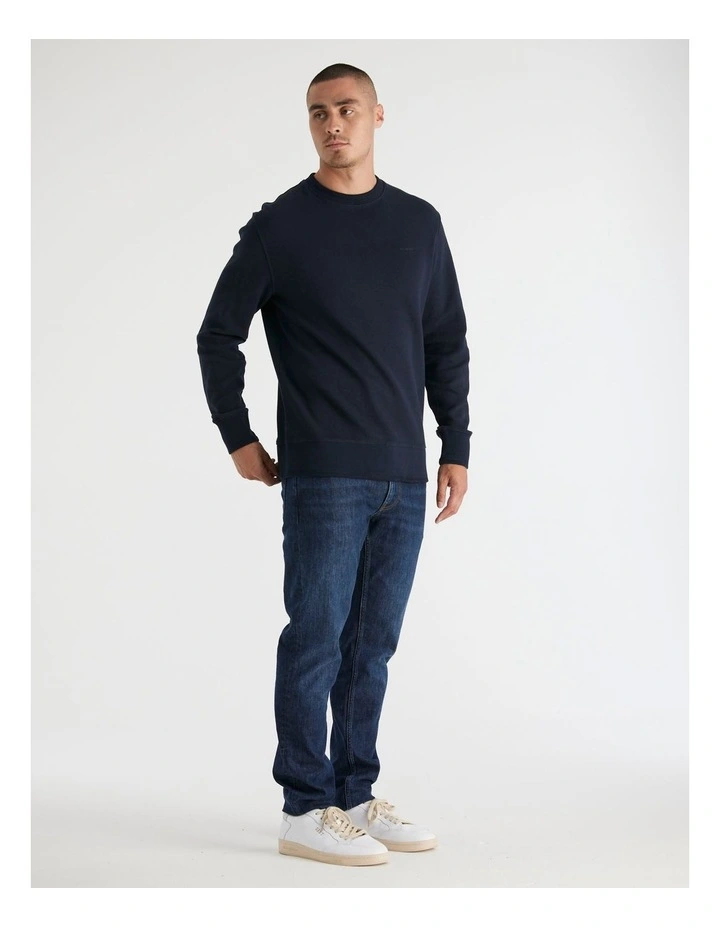 Textured Herringbone Rib Crew Neck in Evening Blue image 5