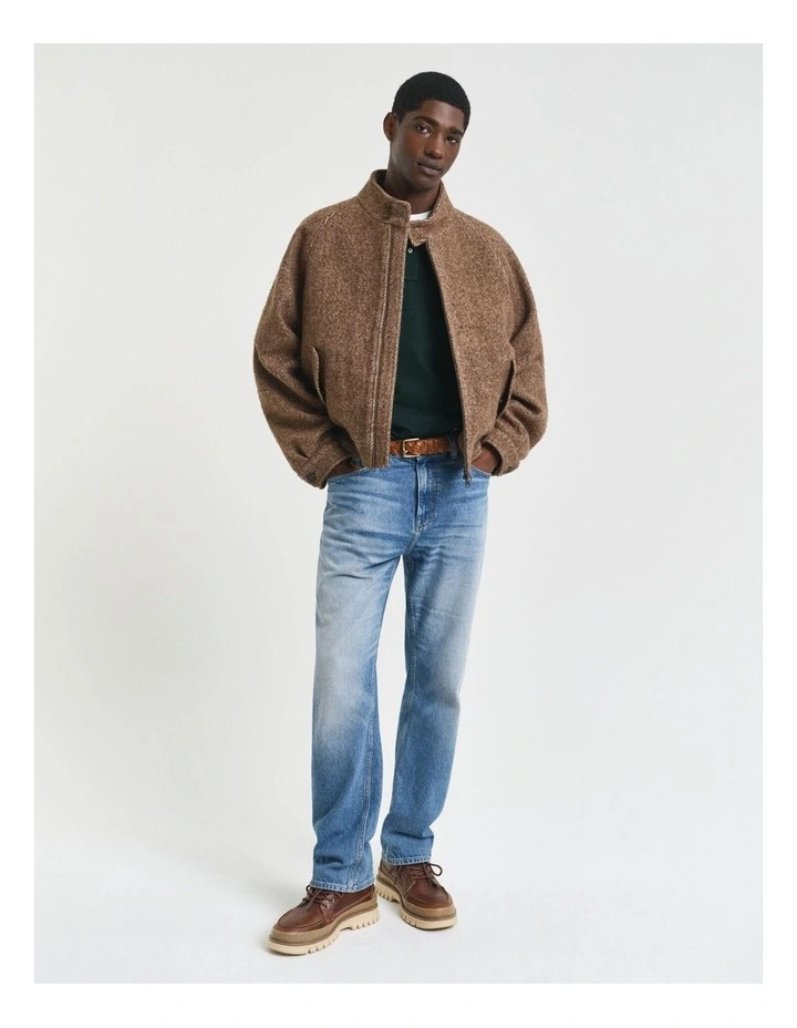 Shield Pique Long Sleeve Rugger Polo Shirts in Tartan Green image 4