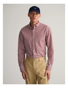 Regular Fit Poplin Gingham Shirt in Plumped Red