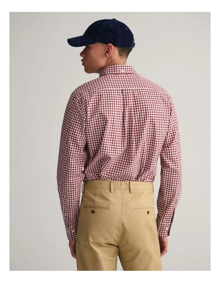 Regular Fit Poplin Gingham Shirt in Plumped Red image 2