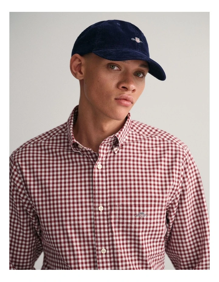 Regular Fit Poplin Gingham Shirt in Plumped Red image 4