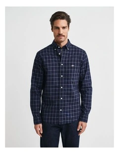 Classic Poplin Check Shirt in Persian Blue