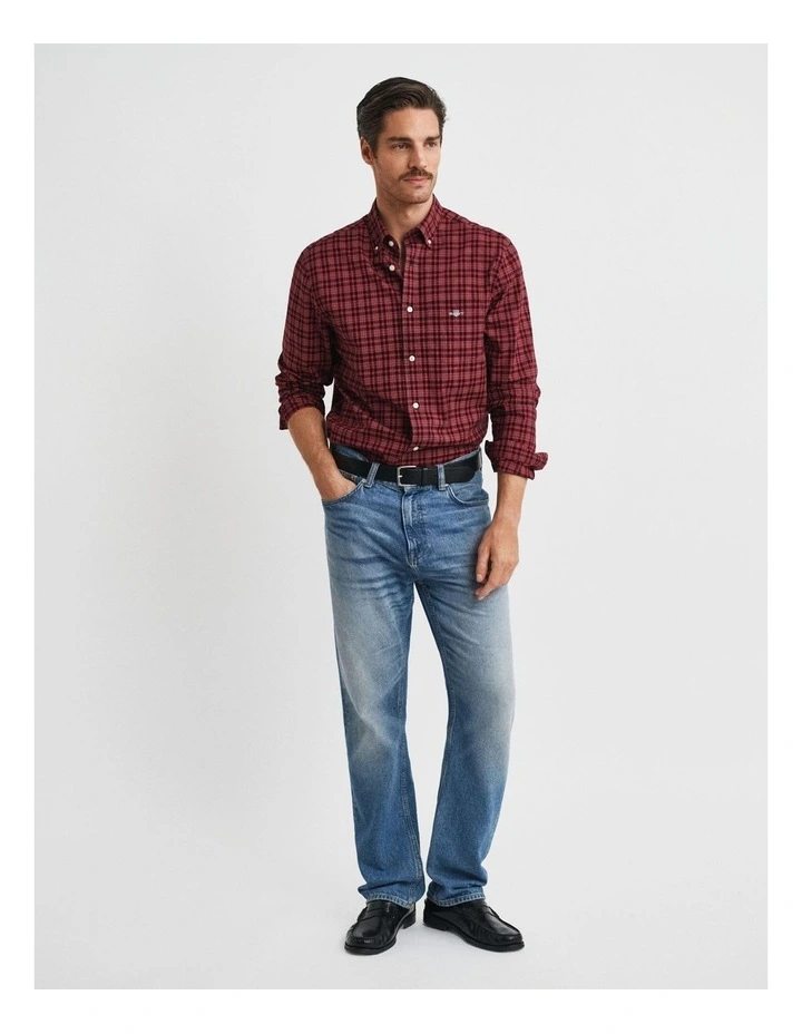 Classic Poplin Check Shirt in Navy image 5