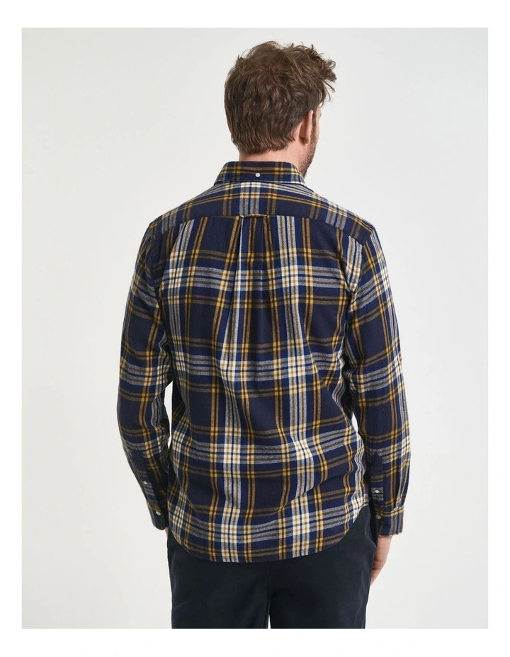 Regular Fit Checked Windblown Flannel Shirt in Evening Blue image 2