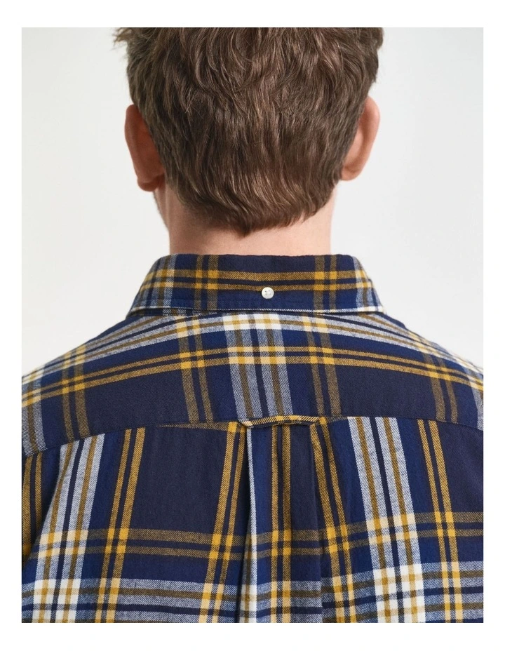 Regular Fit Checked Windblown Flannel Shirt in Evening Blue image 3