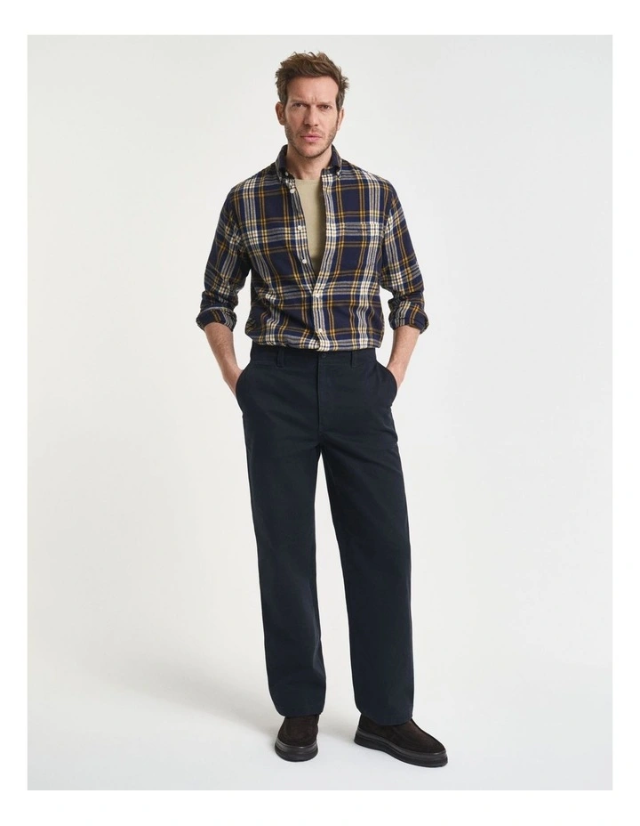 Regular Fit Checked Windblown Flannel Shirt in Evening Blue image 5