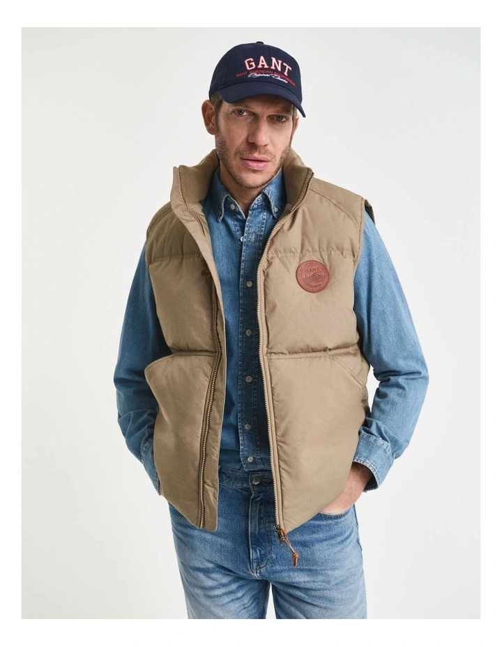 Cotton Mid Down Puffer Vest 7006557 in Light Taupe image 1