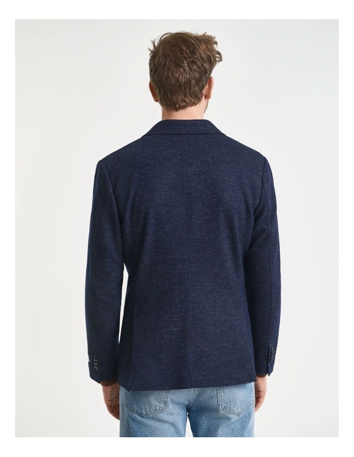 Two-Tone Wool Cotton Jersey Blazer in Evening Blue image 3