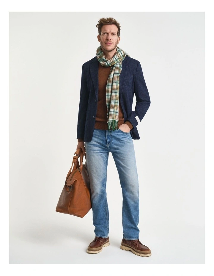 Two-Tone Wool Cotton Jersey Blazer in Evening Blue image 4