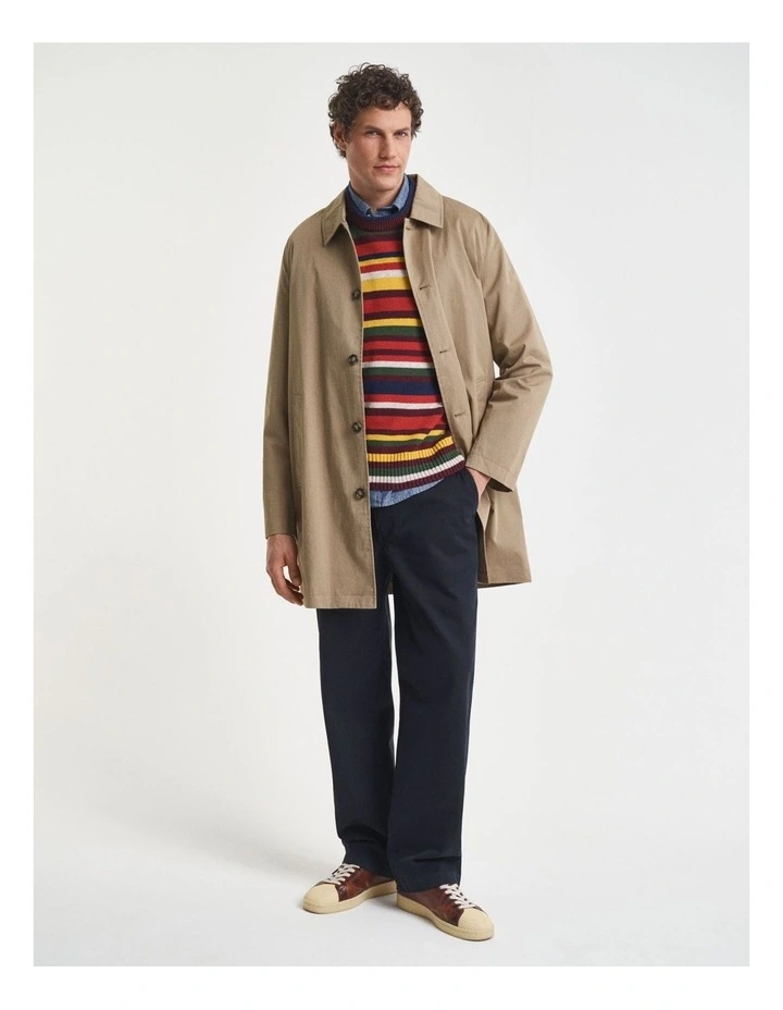 Multicolored Striped Crew Neck Sweater in Deep Orange image 4