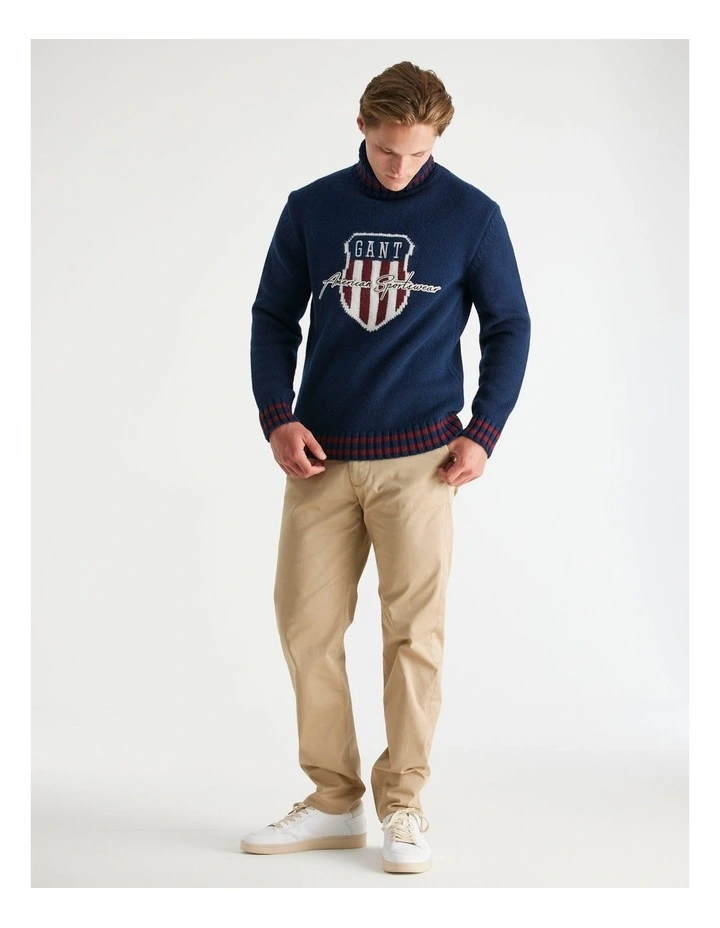 Graphic Roll Neck Sweater in Evening Blue image 4