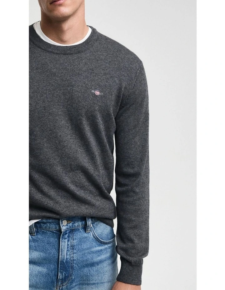 Cotton Wool Crewneck Sweater in Dark Grey Melange image 3