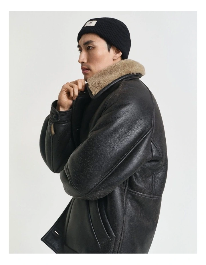 Cotton Blend Ribbed Beanie in Black image 2