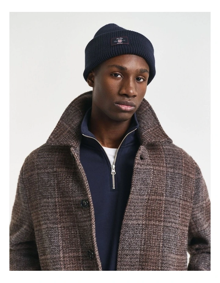 Cotton Blend Ribbed Beanie in Evening Blue image 2