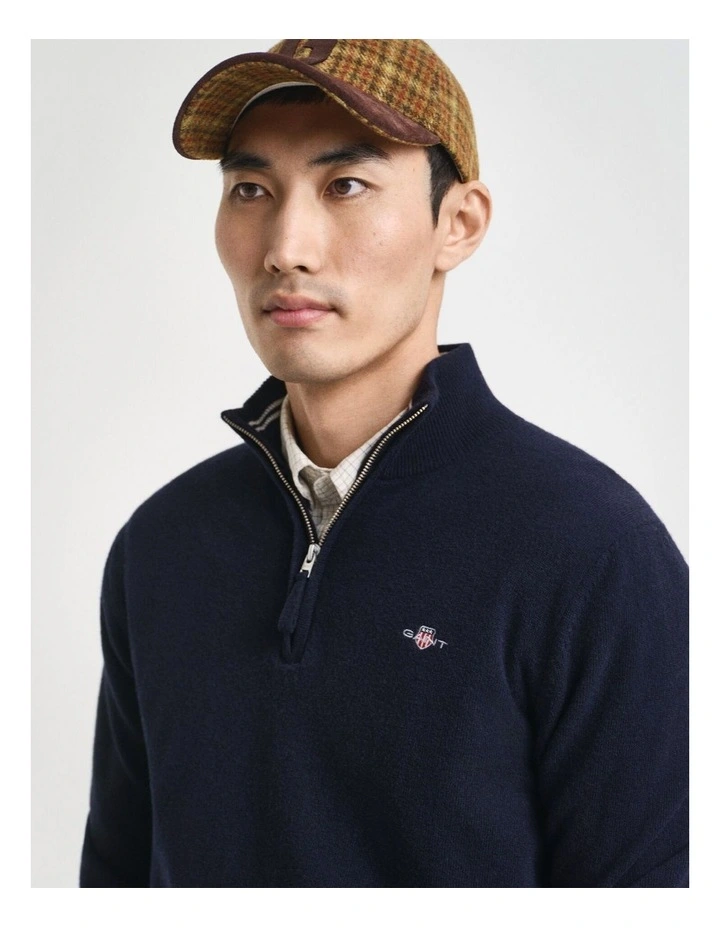 Superfine Lambswool Half-Zip Sweater in Marine image 3