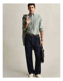 GANT 3000100 REG POPLIN SHIRT HERB GREEN