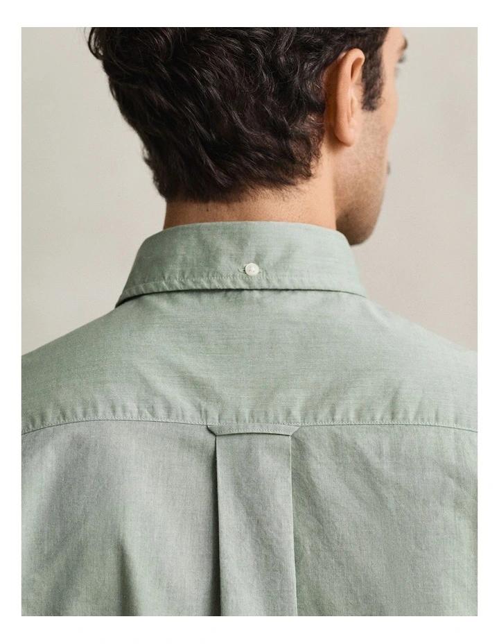 Regular Fit Poplin Shirt in Herb Green image 3