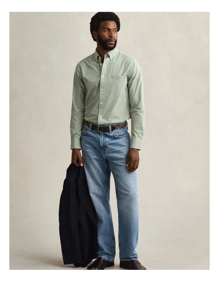 GANT 3000150 REG CLASSIC POPLIN GINGHAM SHI HERB GREEN image 3