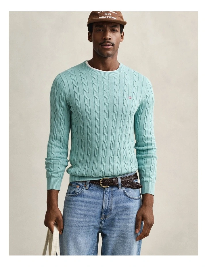 GANT 8050601 COTTON CABLE C-NECK MUTED TURQUOISE image 3