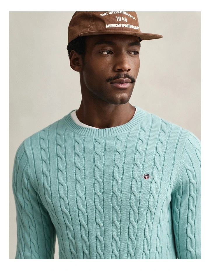 GANT 8050601 COTTON CABLE C-NECK MUTED TURQUOISE image 4