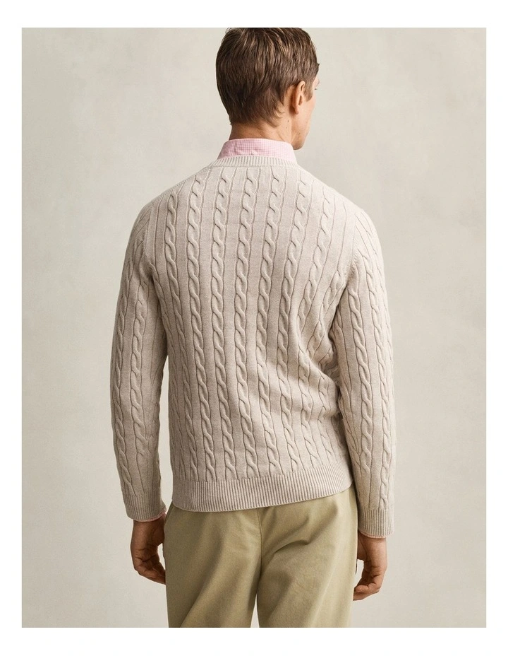Cotton Cable Crewneck in Oat Melange image 2
