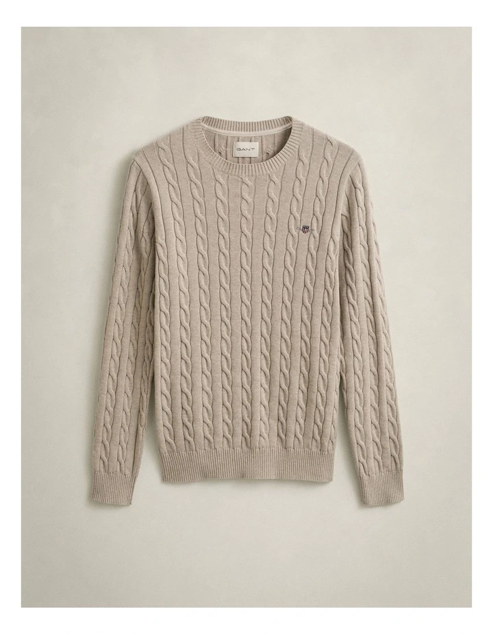 Cotton Cable Crewneck in Oat Melange image 4